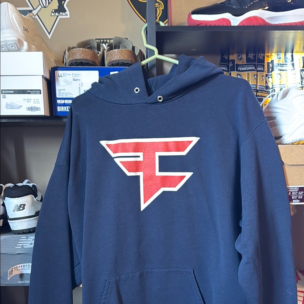 RARE FaZe X Champion Navy and Red Sweatshirt Hoodie
